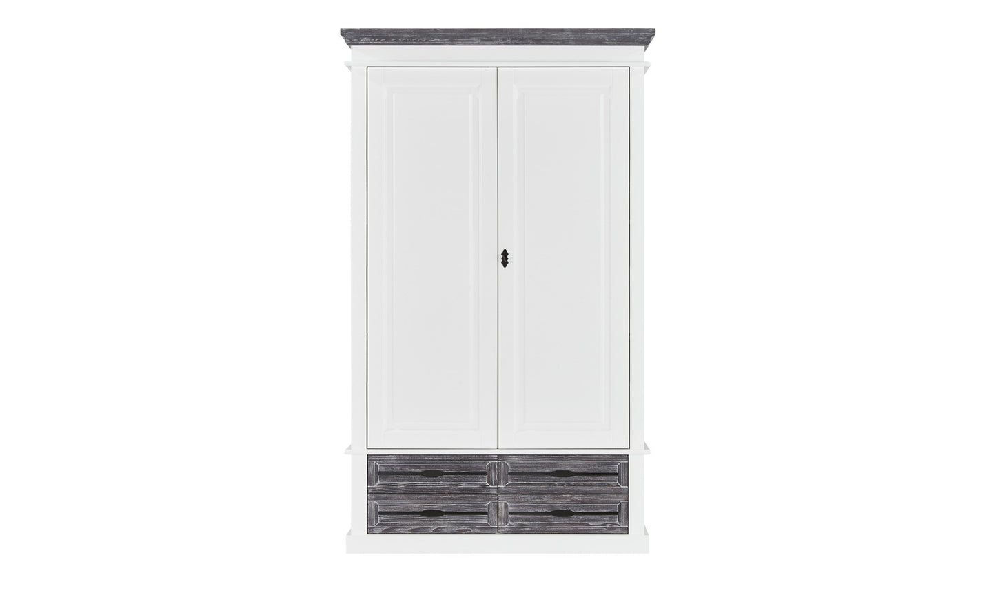 Dulap Cu 2 Usi Si 4 Sertare Cabana, Alb Si Gri, 120 Cm