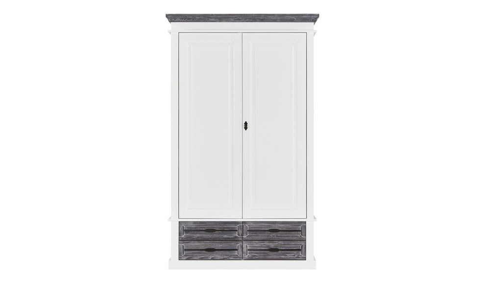 Dulap Cu 2 Usi Si 4 Sertare Cabana, Alb Si Gri, 120 Cm