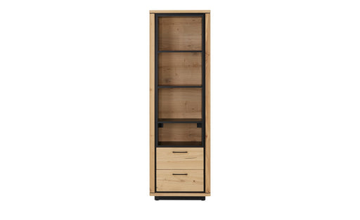 Biblioteca 2 Sertare Tulsa, Smoked Oak, Furnir Din Lemn Masiv, 62 Cm