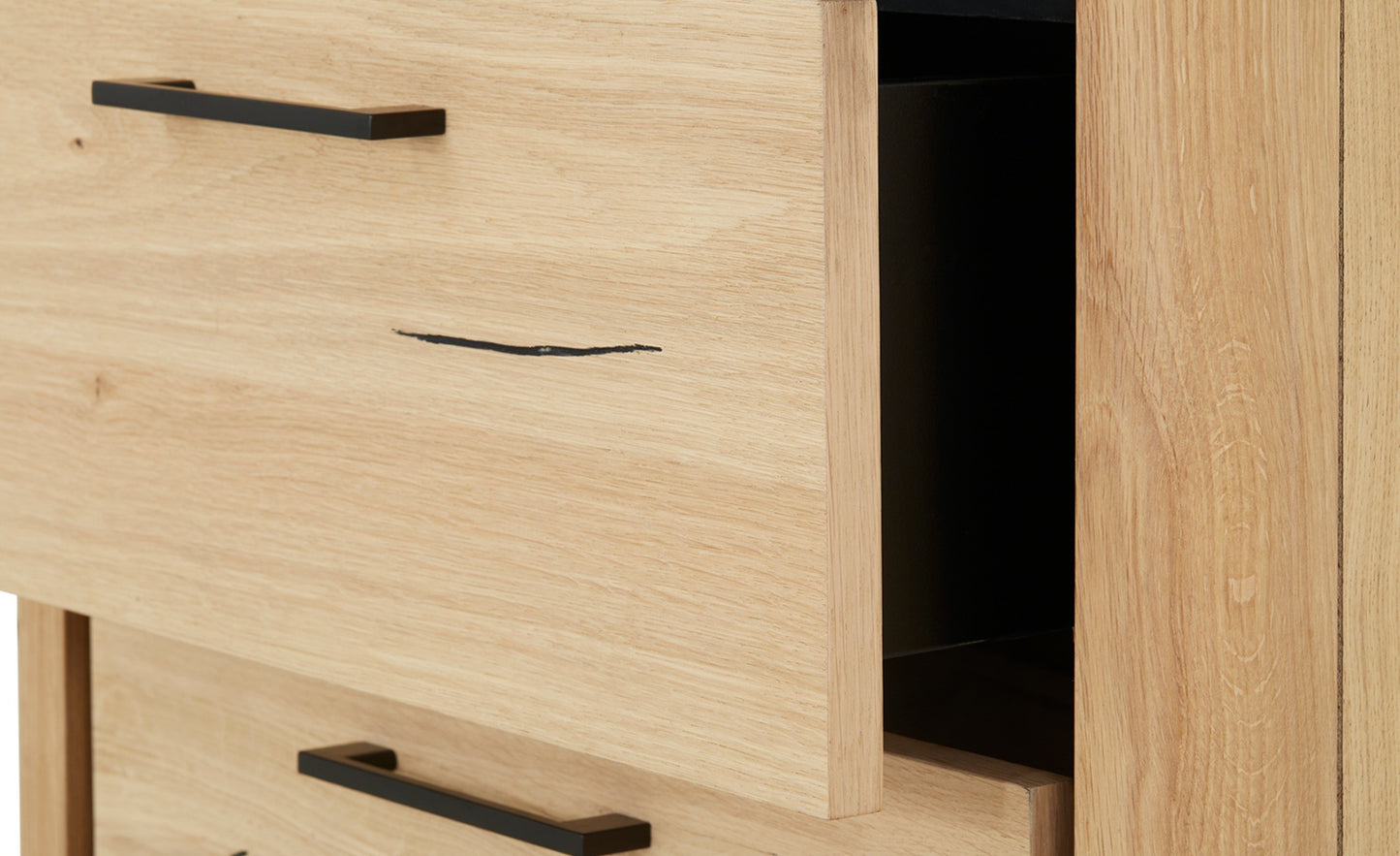 Biblioteca 2 Sertare Tulsa, Smoked Oak, Furnir Din Lemn Masiv, 62 Cm