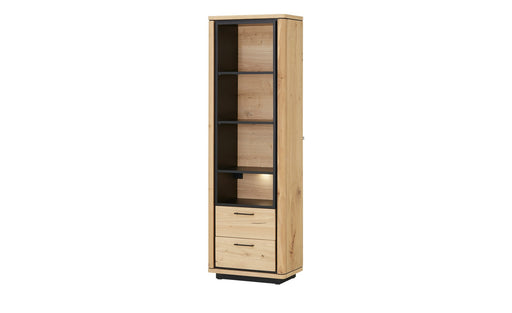 Biblioteca 2 Sertare Tulsa, Smoked Oak, Furnir Din Lemn Masiv, 62 Cm