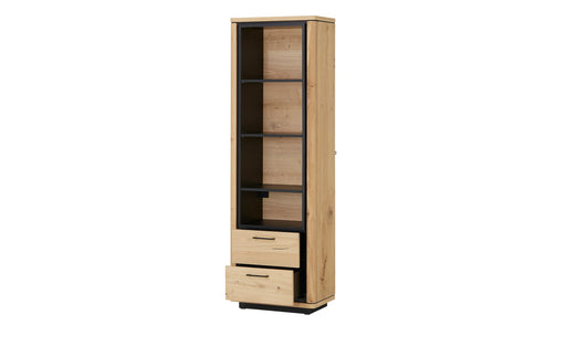 Biblioteca 2 Sertare Tulsa, Smoked Oak, Furnir Din Lemn Masiv, 62 Cm