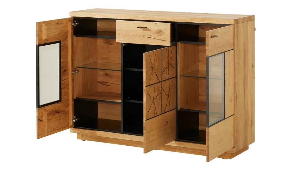 Comoda Bar Dakota Lungime 151.6 cm, Furnir Stejar Salbatic, Living, Decor Usi din Trunchi Natural, Inchidere Silentioasa
