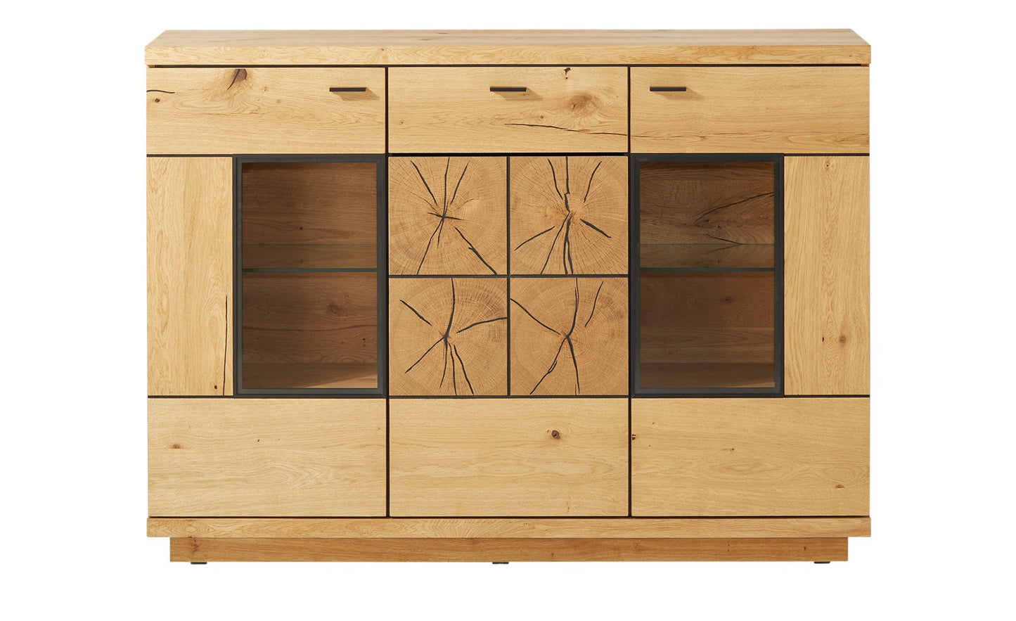 Comoda Bar Dakota Lungime 151.6 cm, Furnir Stejar Salbatic, Living, Decor Usi din Trunchi Natural, Inchidere Silentioasa