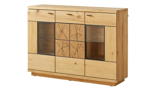 Comoda Bar Dakota Lungime 151.6 cm, Furnir Stejar Salbatic, Living, Decor Usi din Trunchi Natural, Inchidere Silentioasa