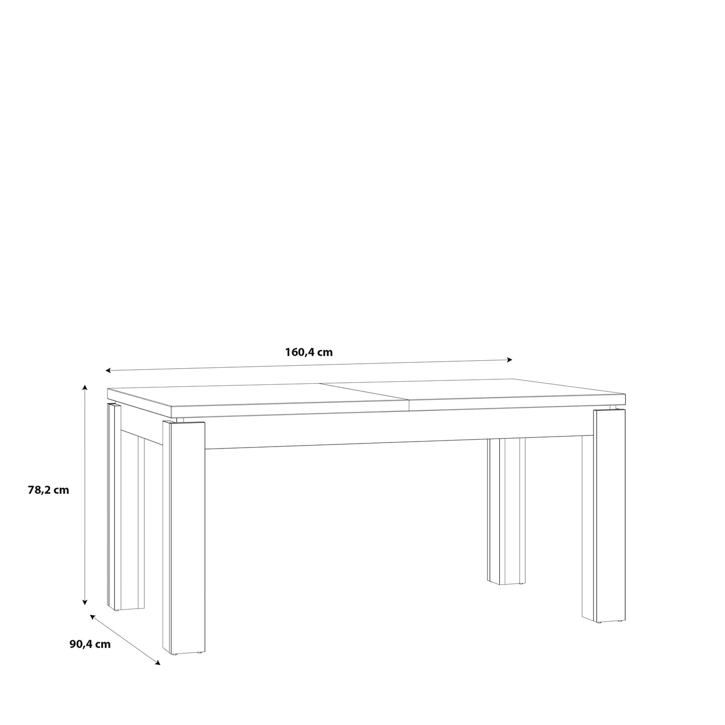 Masa Extensibila Kaszimiro, Stejar Waterford Si Negru, 160 x 78.2 x 90 Cm