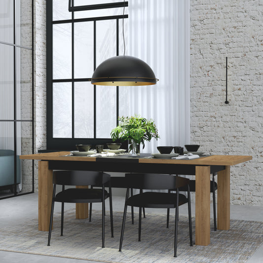 Masa Extensibila Kaszimiro, Stejar Waterford Si Negru, 160 x 78.2 x 90 Cm