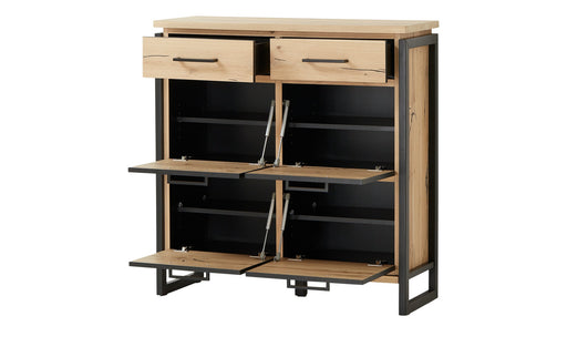 Pantofar Cu 4 Usi Si 2 Sertare Reno, Furnir Din Lemn Masiv, Smoked Oak,108 Cm