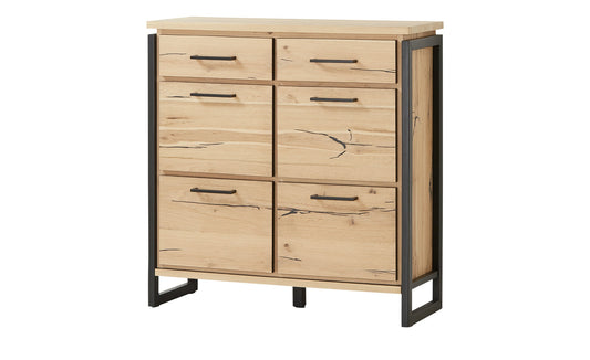 Pantofar Cu 4 Usi Si 2 Sertare Reno, Furnir Din Lemn Masiv, Smoked Oak,108 Cm