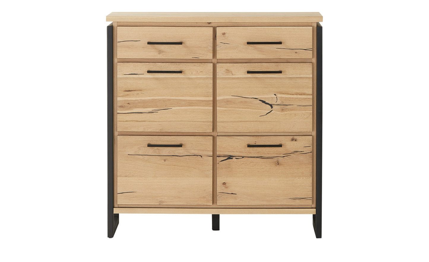 Pantofar Cu 4 Usi Si 2 Sertare Reno, Furnir Din Lemn Masiv, Smoked Oak,108 Cm