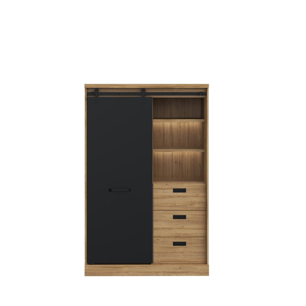 Etajera Kaszimiro, Stejar Waterford Si Negru, 103.4 Cm