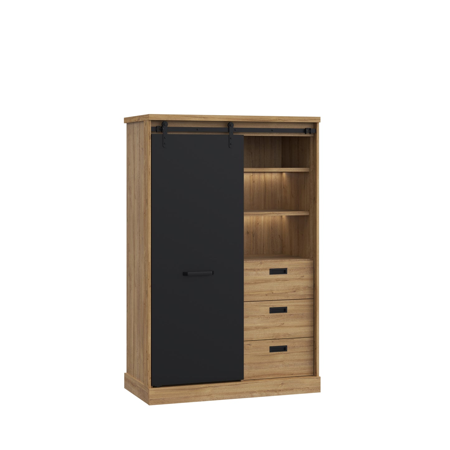 Etajera Kaszimiro, Stejar Waterford Si Negru, 103.4 Cm