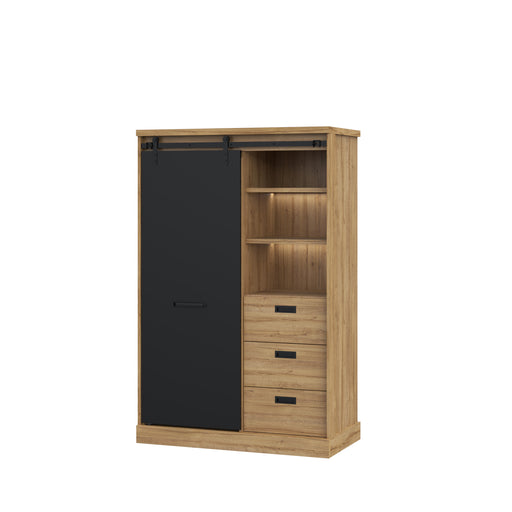 Etajera Kaszimiro, Stejar Waterford Si Negru, 103.4 Cm