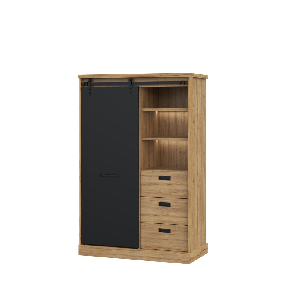 Etajera Kaszimiro, Stejar Waterford Si Negru, 103.4 Cm