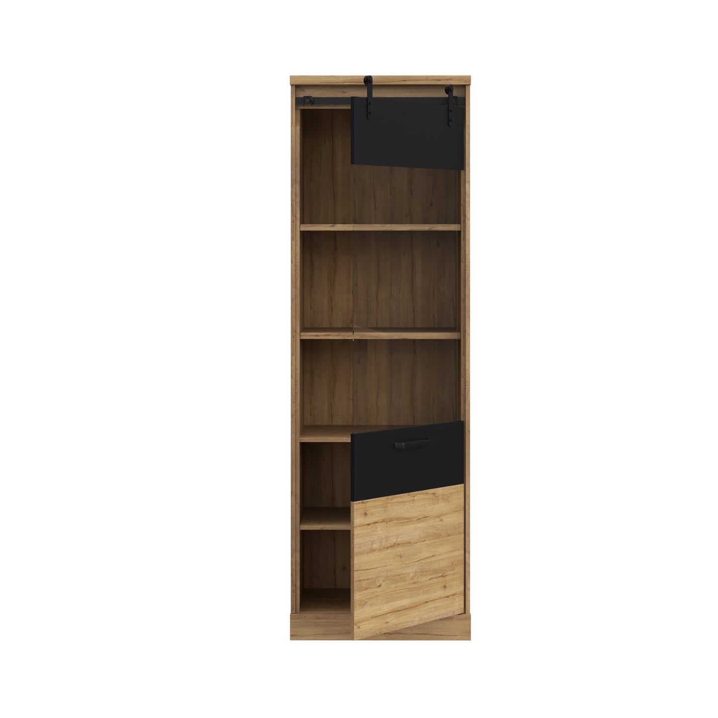 Vitrina Cu 1 Usa Kaszimiro, Stejar Waterford Si Negru, 63.4 Cm