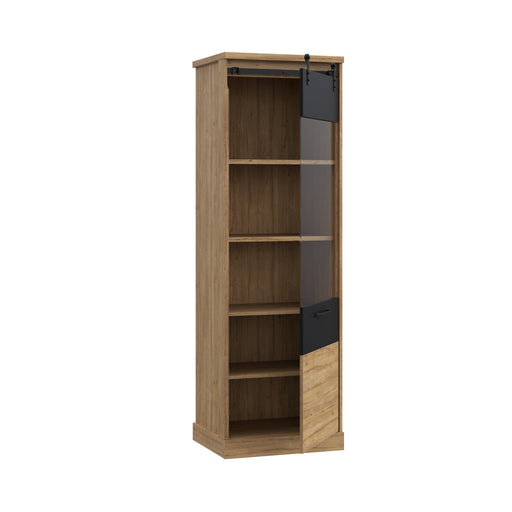 Vitrina Cu 1 Usa Kaszimiro, Stejar Waterford Si Negru, 63.4 Cm