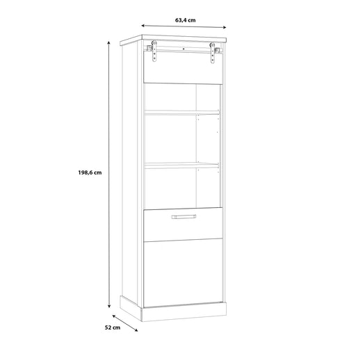 Vitrina Cu 1 Usa Kaszimiro, Stejar Waterford Si Negru, 63.4 Cm