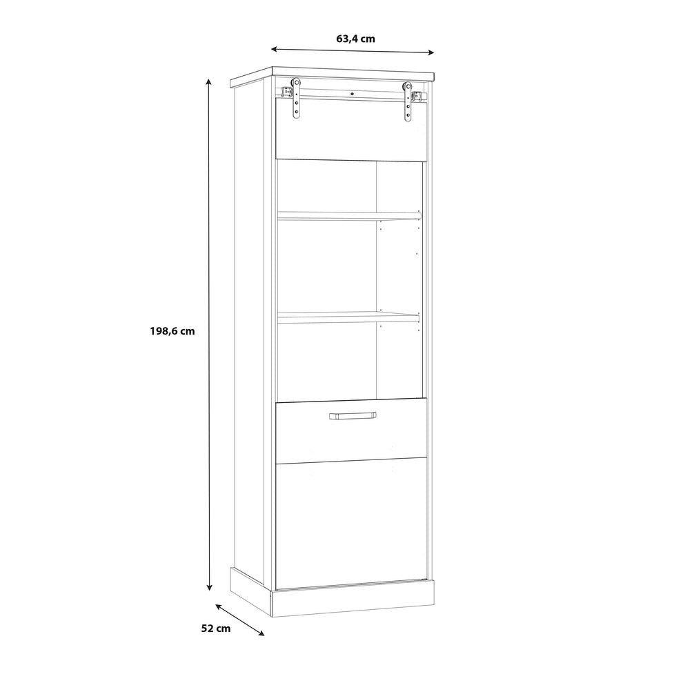 Vitrina Cu 1 Usa Kaszimiro, Stejar Waterford Si Negru, 63.4 Cm