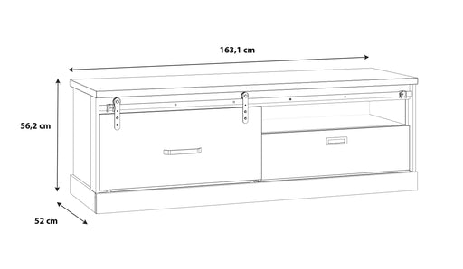 Comoda Tv Kaszimiro, Stejar Waterford Si Negru, 163.2 x 56.2 x 52 Cm