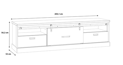 Comoda Tv Kaszimiro, Natur, 203,2 x 56,2 x 52 Cm