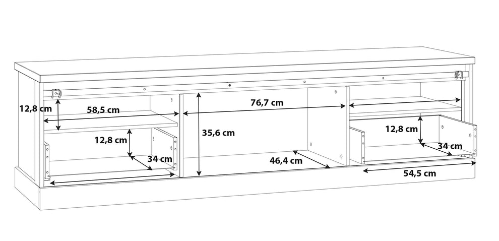 Comoda Tv Kaszimiro, Natur, 203,2 x 56,2 x 52 Cm