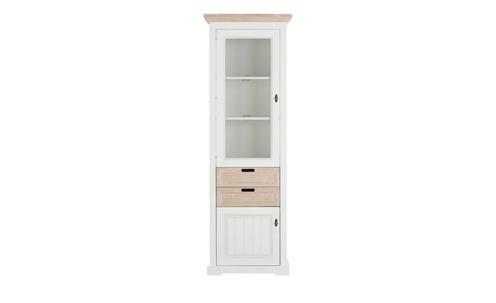 Vitrina Porto Stanga Cu 2 Usi Si 2 Sertare Alb Si Natur, 67.5 Cm