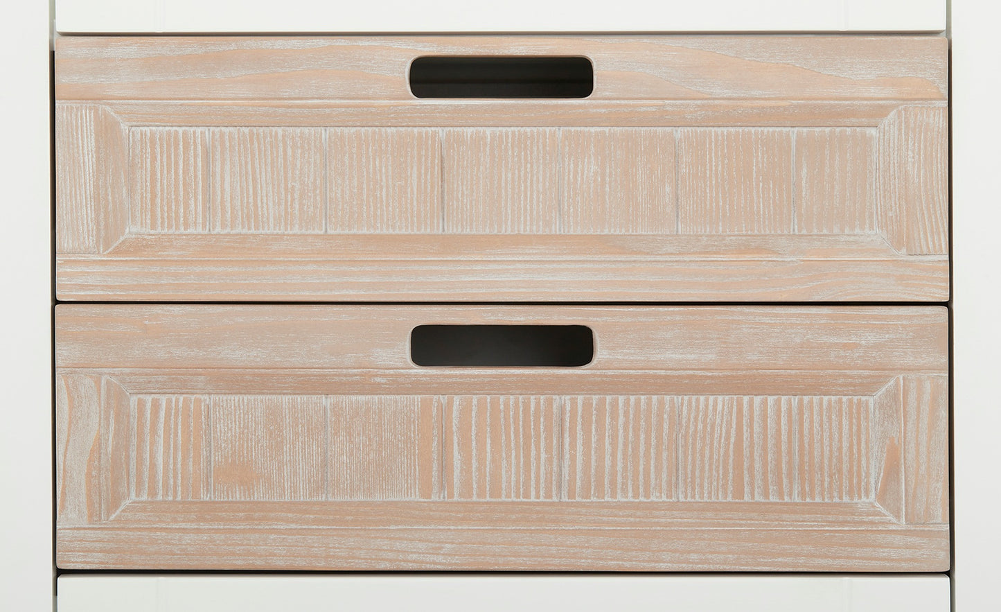 Vitrina Porto Stanga Cu 2 Usi Si 2 Sertare Alb Si Natur, 67.5 Cm