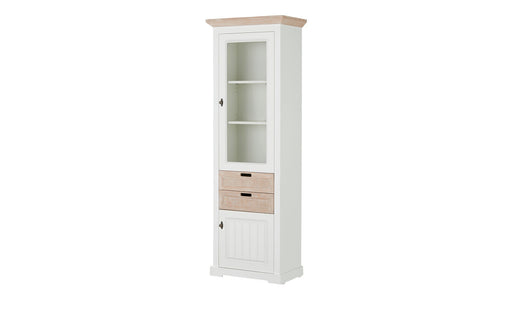 Vitrina Porto Stanga Cu 2 Usi Si 2 Sertare Alb Si Natur, 67.5 Cm