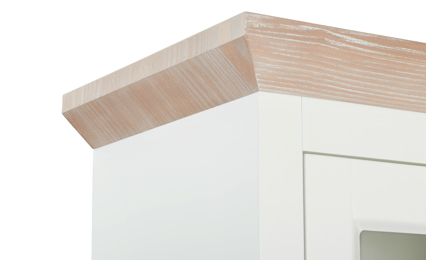 Vitrina Porto Stanga Cu 2 Usi Si 2 Sertare Alb Si Natur, 67.5 Cm