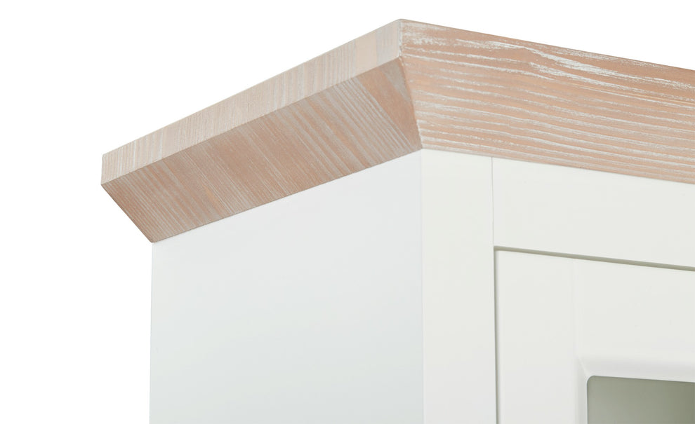 Vitrina Porto Stanga Cu 2 Usi Si 2 Sertare Alb Si Natur, 67.5 Cm
