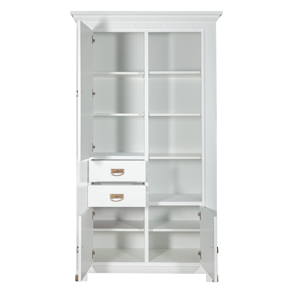 Vitrina Saint Tropez Cu 3 Usi Si 2 Sertare, Vopsit Alb, 111 Cm