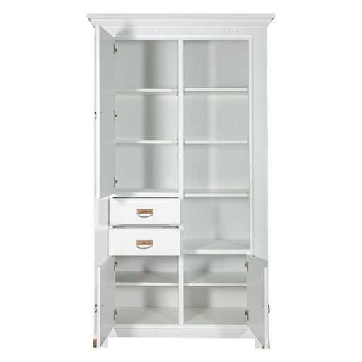 Vitrina Saint Tropez Cu 3 Usi Si 2 Sertare, Vopsit Alb, 111 Cm