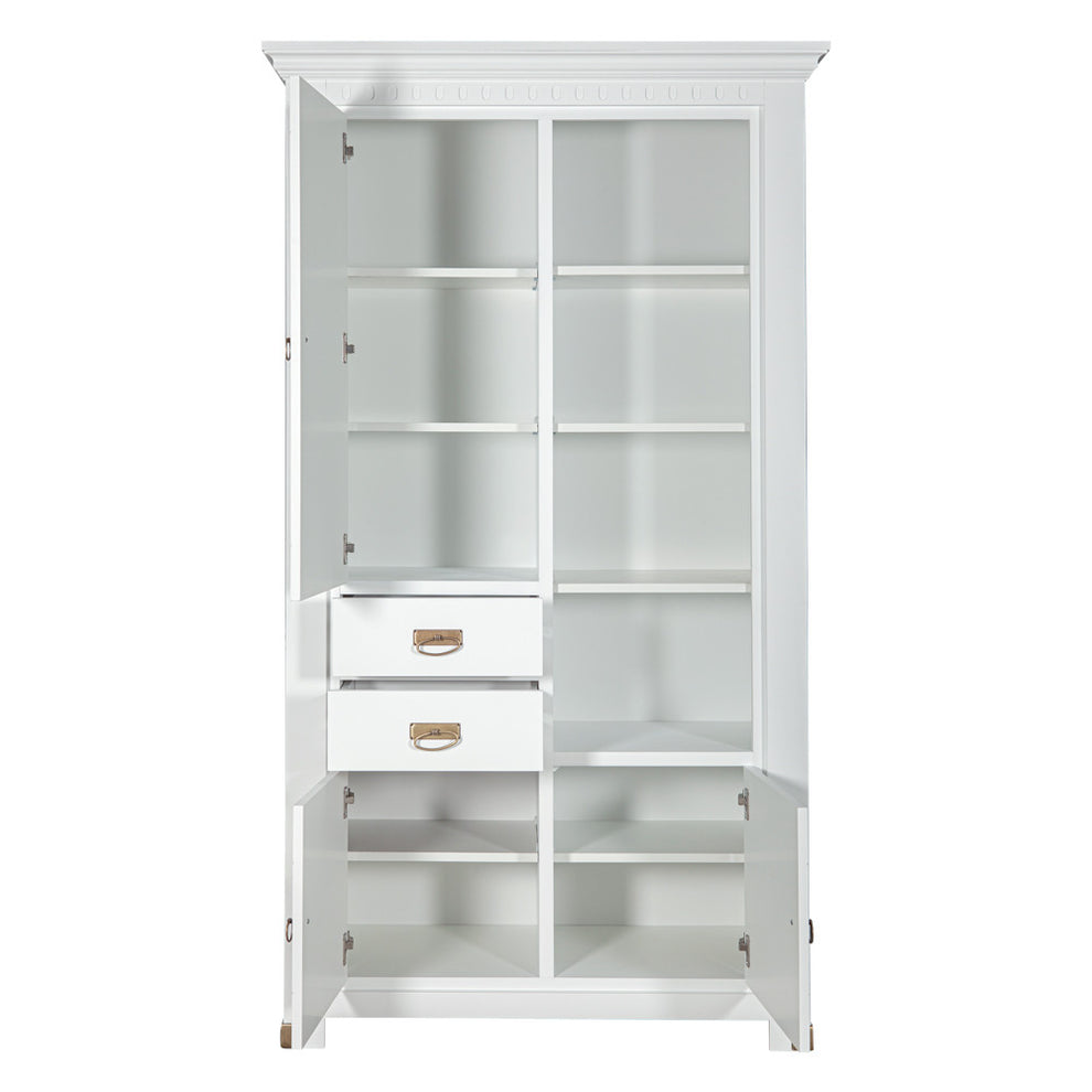 Vitrina Saint Tropez Cu 3 Usi Si 2 Sertare, Vopsit Alb, 111 Cm