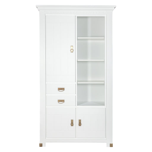 Vitrina Saint Tropez Cu 3 Usi Si 2 Sertare, Vopsit Alb, 111 Cm