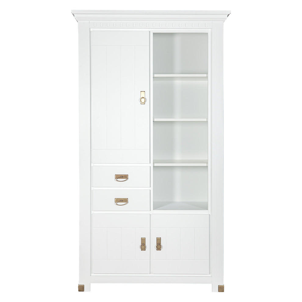 Vitrina Saint Tropez Cu 3 Usi Si 2 Sertare, Vopsit Alb, 111 Cm