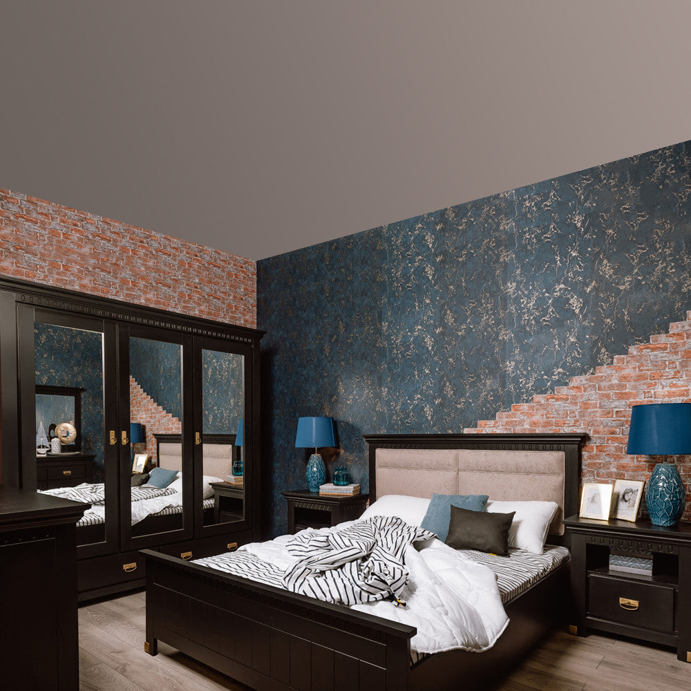 Dulap Saint Tropez, 3 Usi si 2 Sertare, Vopsit Negru, 208 Cm