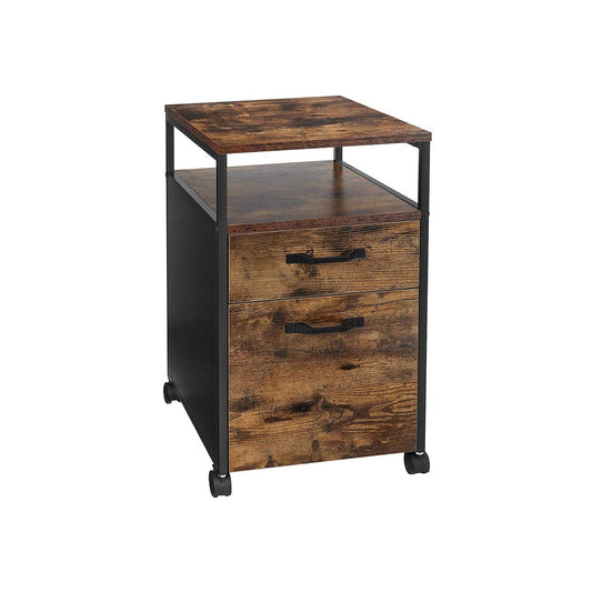 Dulap De Birou Mobil Cu Roti Cu 2 Sertare, Mar&Negru, 42 x 66,5 x 44 Cm