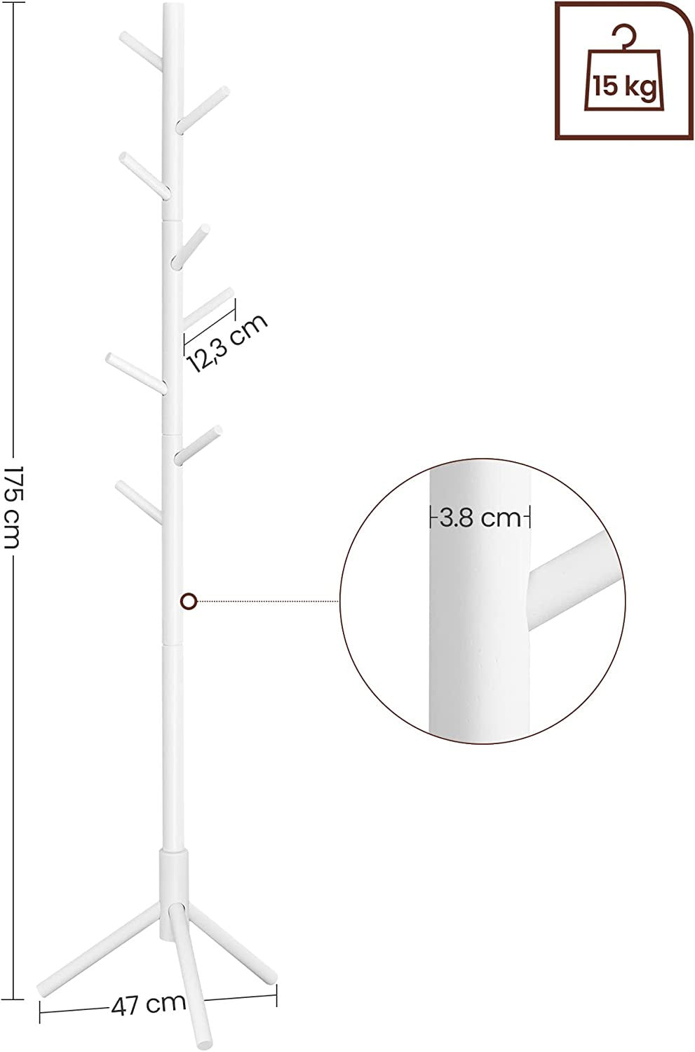 Cuier Pentru Haine Autoportant Alb, 47 Cm