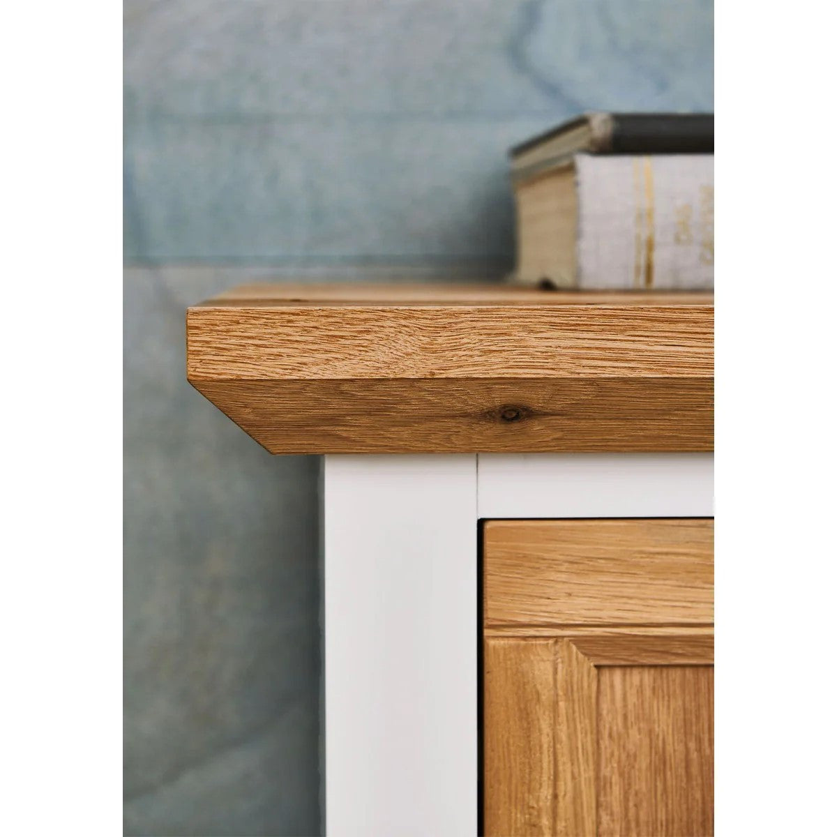 Bufet Cu Vitrina Tivoli Alb Si Natur, 150 Cm