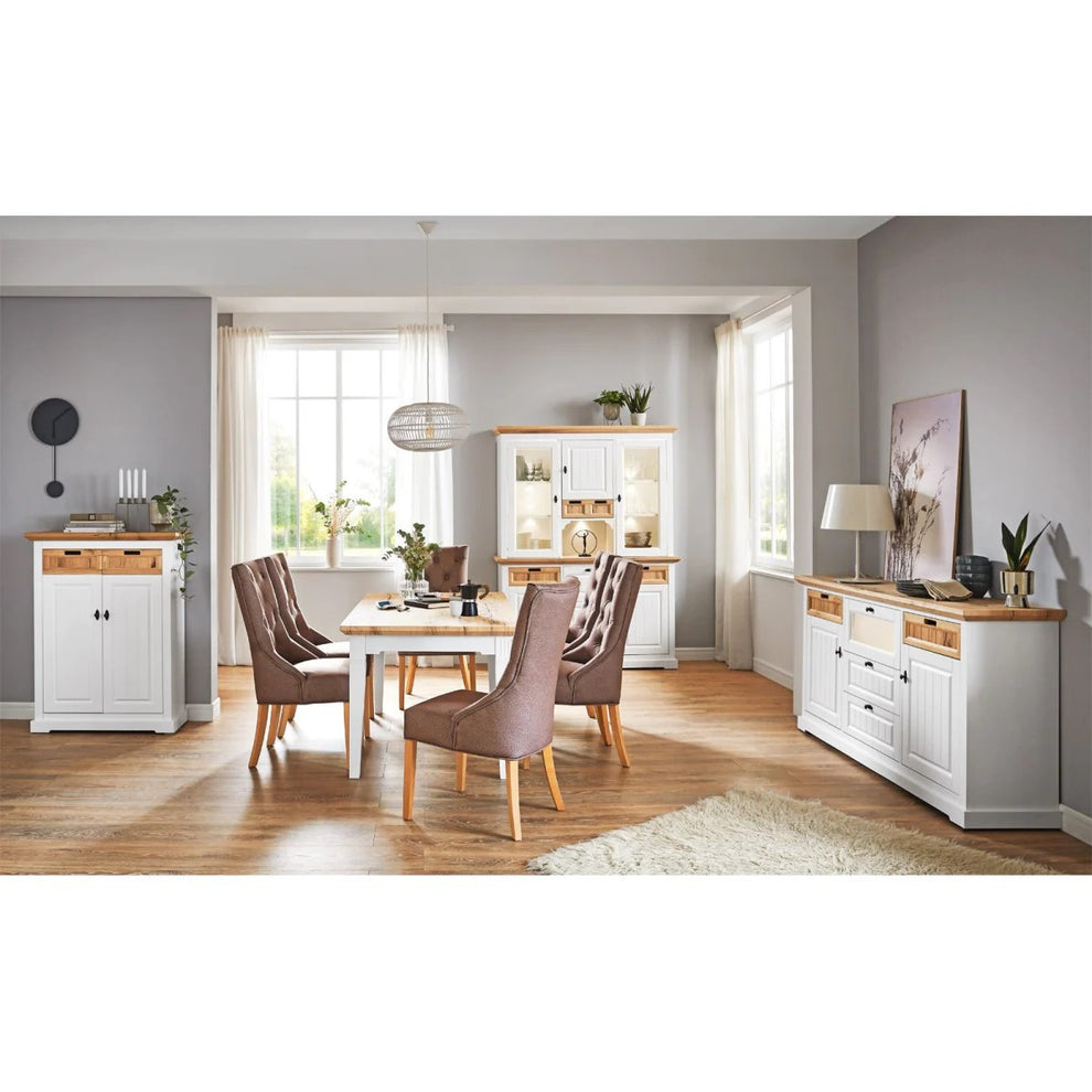 Comoda Tivoli Cu 2 Usi Si 2 Sertare Alb Si Natur, 91 Cm