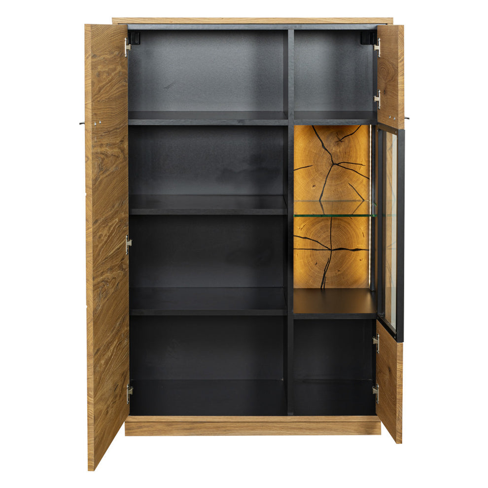 Comoda Bar Urbano Oak Cu 2 Usi, Stejar Rustic Si Negru, 87 Cm