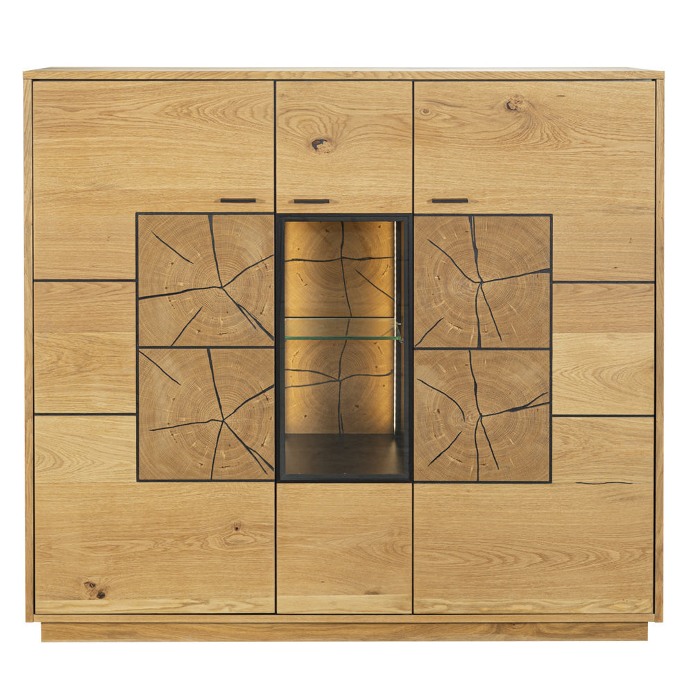 Comoda Bar Urbano Oak Cu 3 Usi, Stejar Rustic Si Negru, 140 Cm