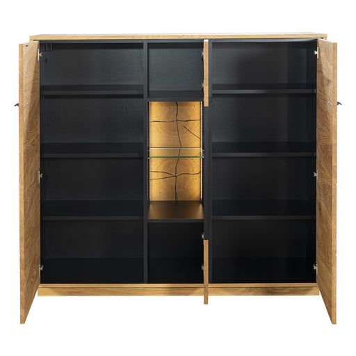Comoda Bar Urbano Oak Cu 3 Usi, Stejar Rustic Si Negru, 140 Cm