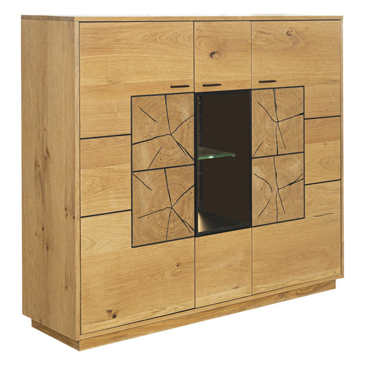 Comoda Bar Urbano Oak Cu 3 Usi, Stejar Rustic Si Negru, 140 Cm
