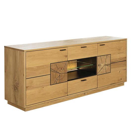 Comoda Tv Urbano Oak Cu 2 Usi Si 2 Sertare, Stejar Rustic Si Negru, 170 Cm