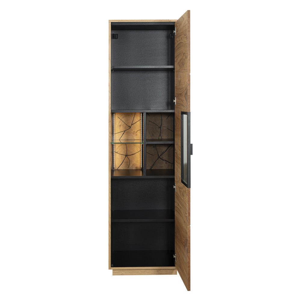 Vitrina Urbano Oak Cu 1 Usa, Stejar Rustic Si Negru, 54.5 Cm
