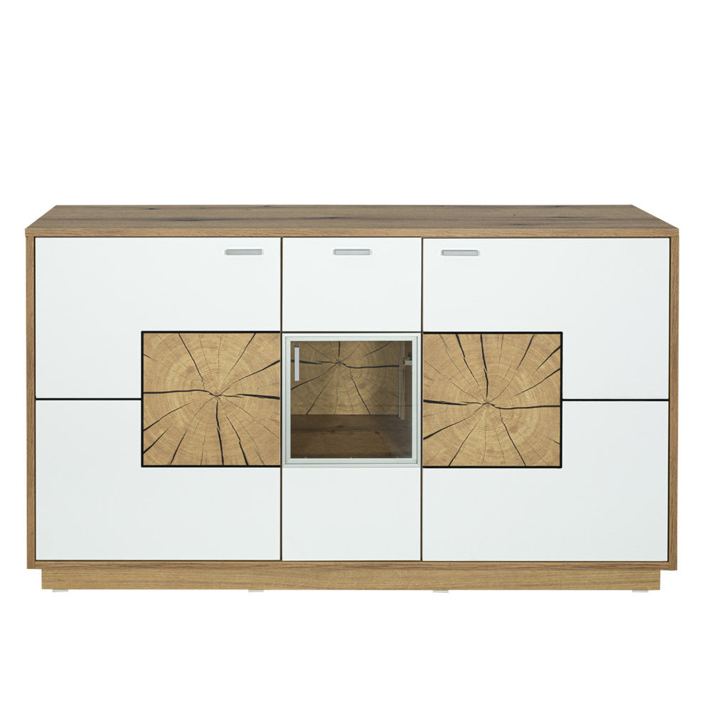 Bufet Urbano White Cu 3 Usi Si 1 Sertar Alb Si Natur, 140 Cm