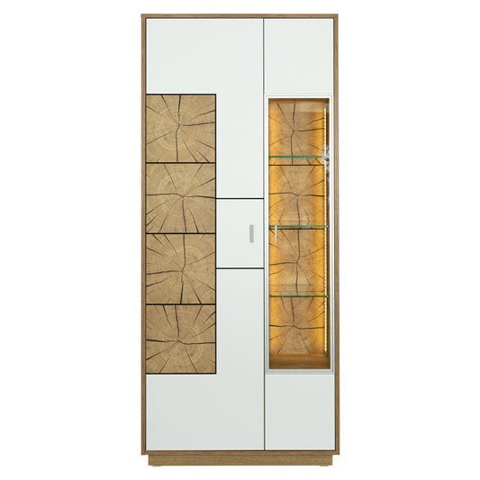 Vitrina Urbano White Cu 2 Usi Alb Si Natur, 85 Cm