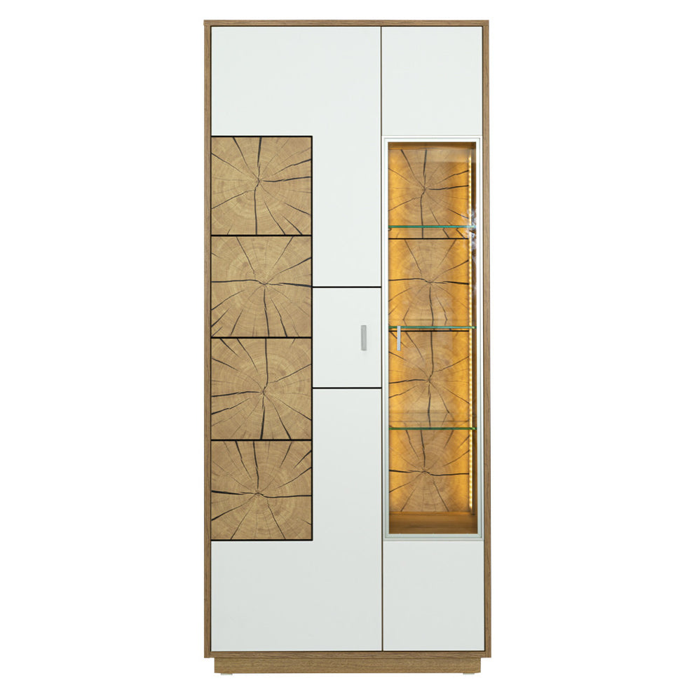 Vitrina Urbano White Cu 2 Usi Alb Si Natur, 85 Cm