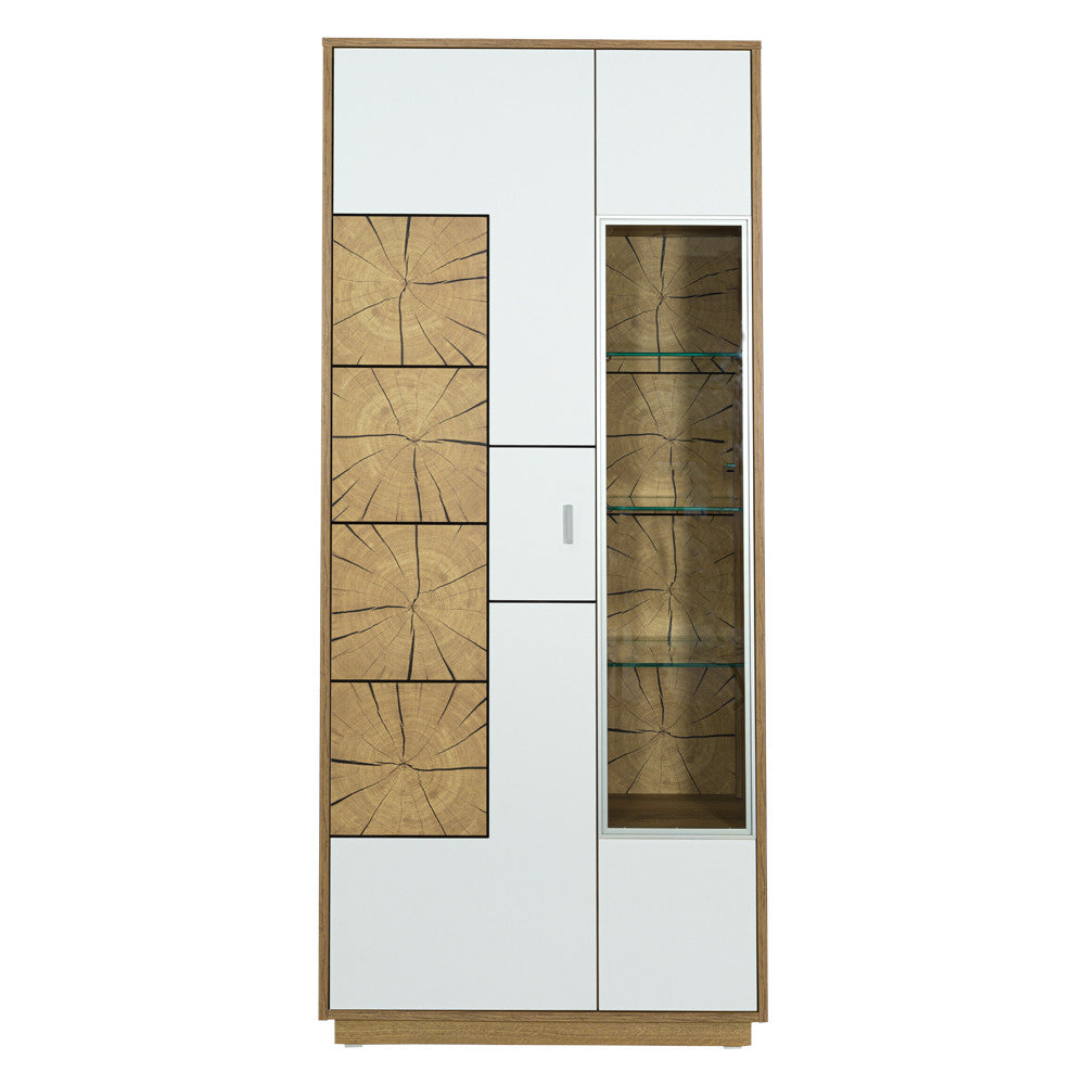 Vitrina Urbano White Cu 2 Usi Alb Si Natur, 85 Cm